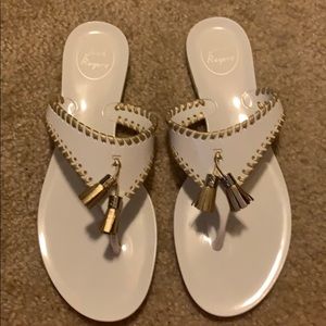 Jack Rogers jelly sandals.